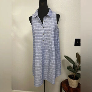 Vintage Xhilaration Chambray Blue Sleeveless Shirt Dress LARGE